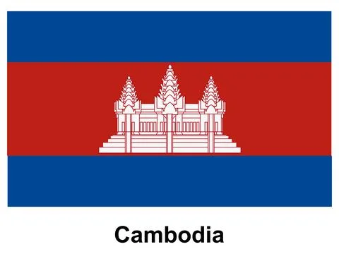 Flag of Cambodia Featuring Angkor Wat Symbolism and Vibrant Color Scheme Stock Illustration