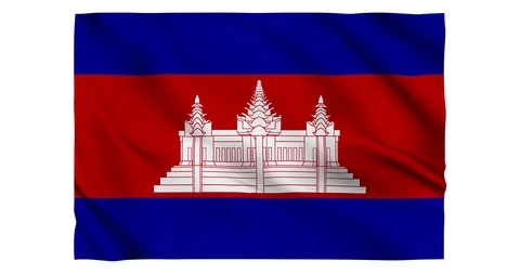 Flag of Cambodia waving on a samless loop over an easily removable background 스톡 동영상 98371052