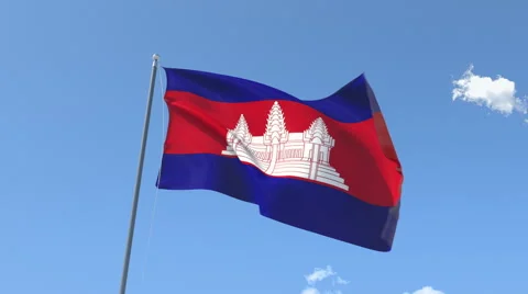 The flag of Cambodia Waving on the Wind. Stock-Footage 40580779