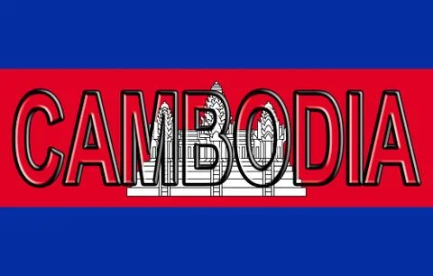 Flag of Cambodia Word. Illustrazione stock