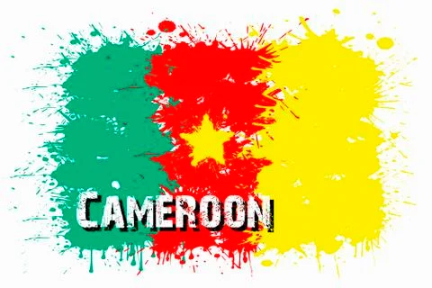 Flag of Cameroon from blots of paint Stock Illustration