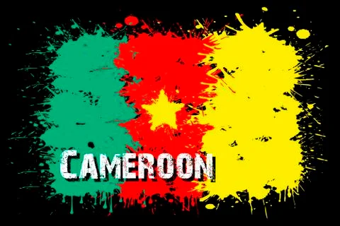 Flag of Cameroon from blots of paint Stock Illustration