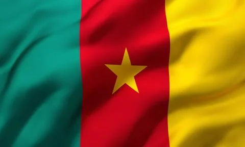 Flag of Cameroon blowing in the wind Stock Illustration