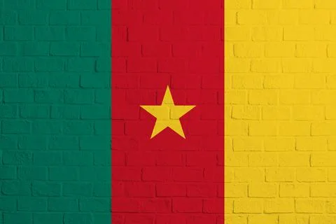 Flag of Cameroon Brick wall texture of the flag of Cameroon Stock Photos