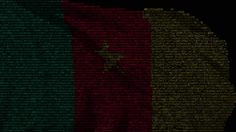 Flag of Cameroon made of computer code, looping animation Stock Footage 145518710
