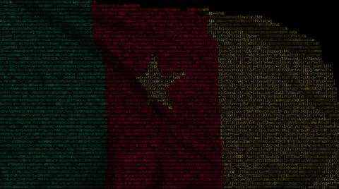 Flag of Cameroon made of computer code, 3d rendering Illustrazione stock