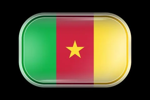 Flag of Cameroon. Matted Vector Icon. Vector Rectangular Shape Stock Illustration