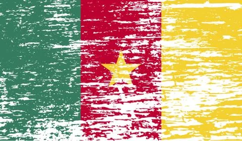 Flag of Cameroon with old texture. Vector Illustrazione stock
