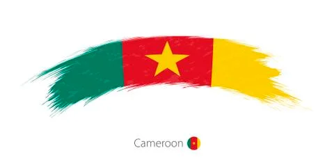 Flag of Cameroon in rounded grunge brush stroke. Stock Illustration