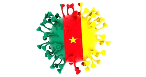 Flag of Cameroon on Seamless looping 3D animation of the covid-19 Corona Virus Stock Footage 166461313