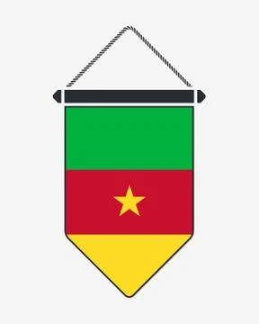 Flag of Cameroon. Vector Sign and Icon. Vertical Pennant. Vector Isolated Stock Illustration