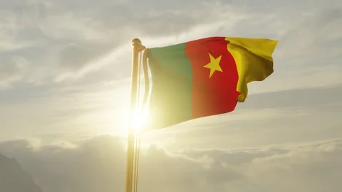 Flag of Cameroon Waving, Realistic Animation, 4K UHD 60 FPS Slow-Motion Stock Footage 129229682
