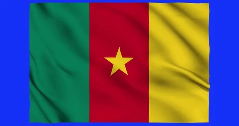 Flag of Cameroon waving on a samless loop over an easily removable background 스톡 동영상 98371056