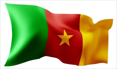 Flag of the Cameroon waving in the wind. Stock Illustration