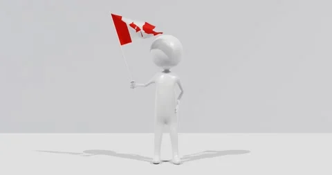 Flag of Canada. 3D Character holding and waving Portuguese flag 4K UHD 60FPS Video stock 222555837