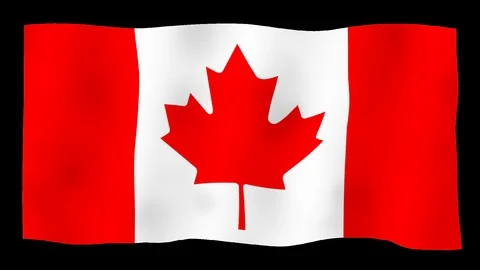 Flag of Canada, 60 fps, slow motion, lopped, alpha channel Stock Footage 100536246