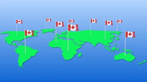 Flag of canada around the world flying wave animation Stock Footage 203052155