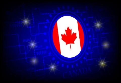 Flag of Canada on a background of technology. Illustrazione stock