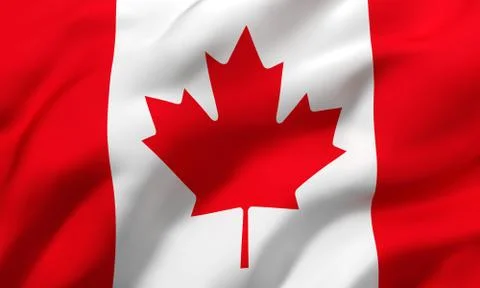 Flag of Canada blowing in the wind Stock Illustration