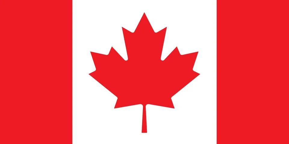 Flag of Canada with Canadian maple leaf. Simple flat illustration. Stock Illustration