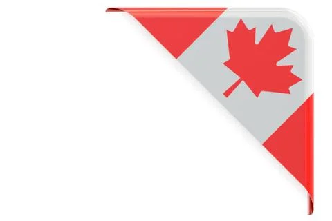Flag of Canada. Corner, button, label. 3D rendering Stock Illustration