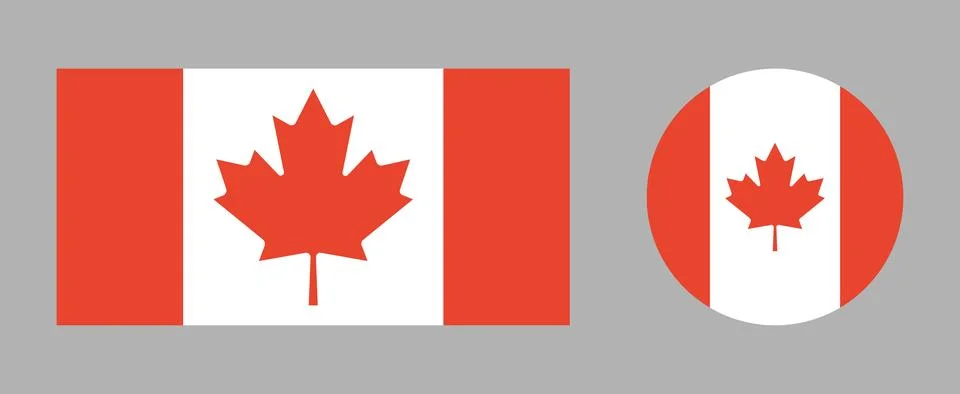 Flag of Canada. Flag rounded, rectangular icons set. National flag of Canadian Illustrazione stock
