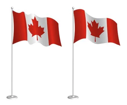 Flag of Canada on flagpole waving in the wind. Holiday design element Stock Illustration