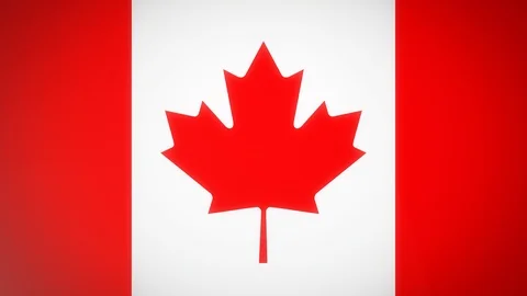 The flag of Canada, flat simple style, with a bright light flare crossing Stock Footage 98277658