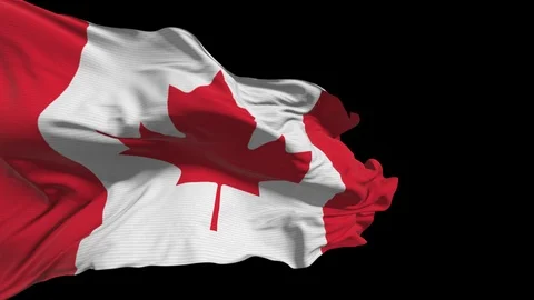 The flag of Canada flutters in the wind, alpha channel, looped video. Stock Footage 126417568
