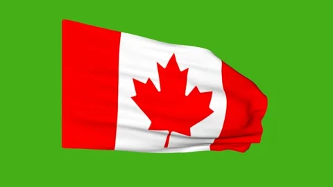Flag of Canada on a green screen. 3D animation. Stock Footage 176346281
