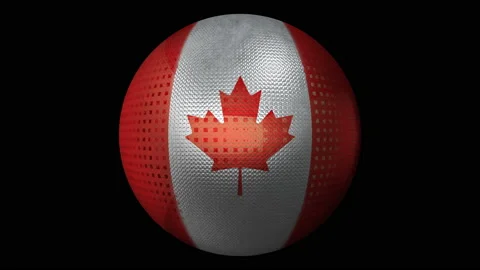 Flag of Canada as an icon. Rotating ball with texture. Stock Footage 138426574