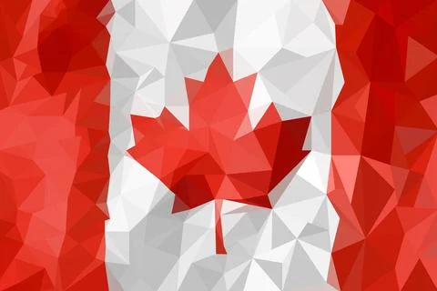 Flag of Canada made of polygons. Background for the national holidays of Cana Stock Illustration