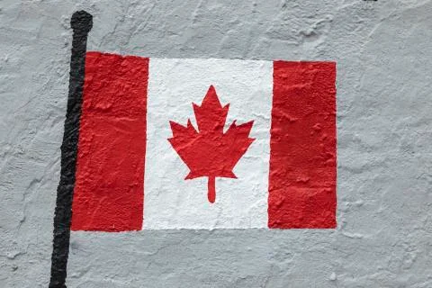 Flag of Canada, painted on a wall Stock Photos