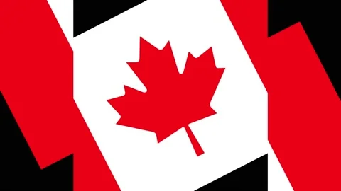 The flag of Canada rotates and breaks into many geometric shapes Stock Footage 131848569
