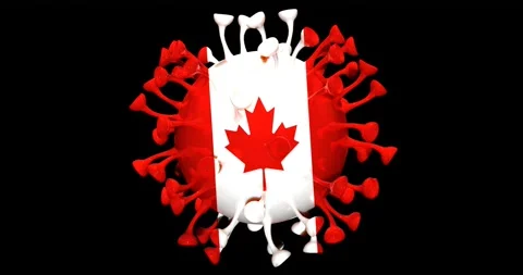 Flag of Canada on Seamless looping 3D animation of the covid-19 Corona Virus Stock Footage 166461418