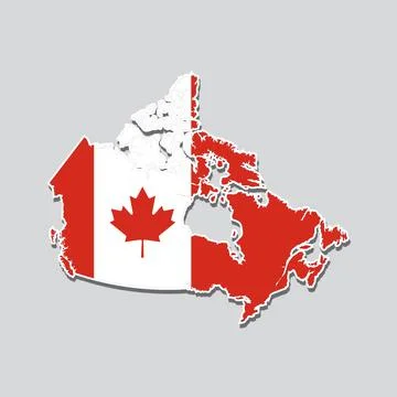 Flag of Canada in the shape of the country's map イラスト素材