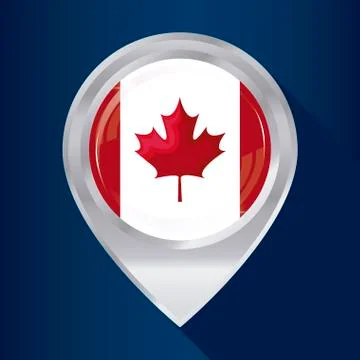 Flag of canada in shape pin location Stock Illustration