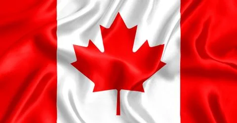 Flag of Canada silk close-up Stock Photos