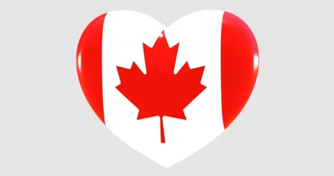 Flag of Canada on turning Heart 3D Loop Animation with Alpha Channel 4K UHD Stock Footage 168275384
