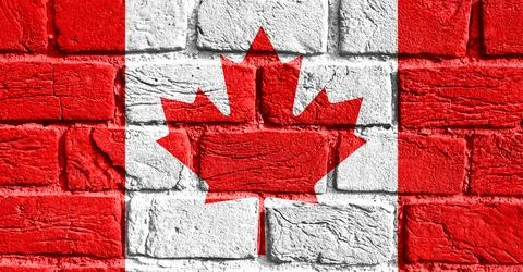 Flag of Canada on the wall Stock Photos