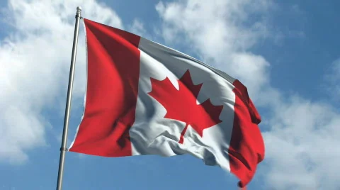 Flag of Canada - Waving Over Time Laps Sky Stock Footage 665843
