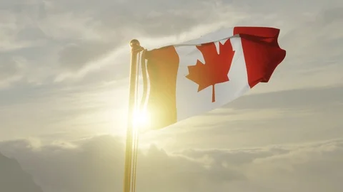 Flag of Canada Waving, Realistic Animation, 4K UHD 60 FPS Slow-Motion Stock Footage 126064916
