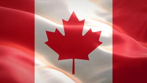 Flag of Canada waving in the wind. 3D Waving flag design. Stock Illustration