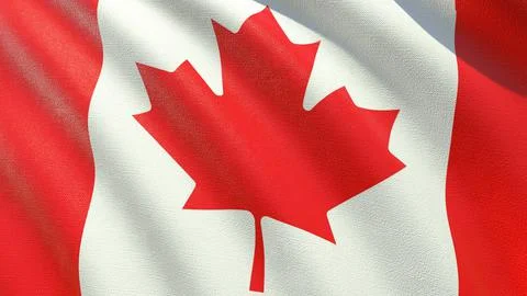 Flag of Canada waving in the wind 3d-rendering Stockillustratie