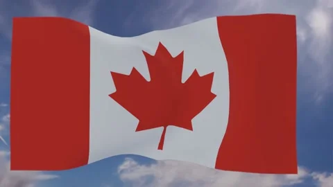 Flag of Canada waving at the wind Stock Footage 151290002