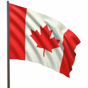 Flag of Canada waving in the wind on a white background 3d-rendering イラスト素材