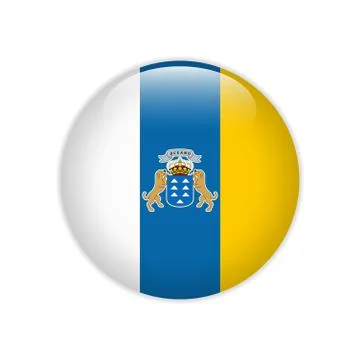 Flag of Canary Islands button Stock Illustration