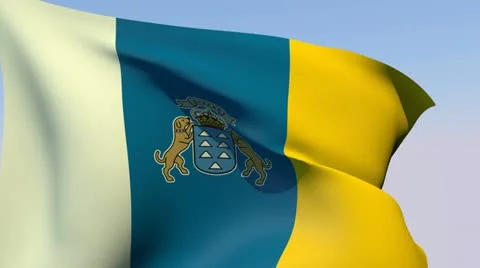 Flag of the Canary Islands HD Stock Footage 14828585