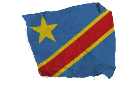 Flag canva fabric  of democratic republic of congo Stock Photos