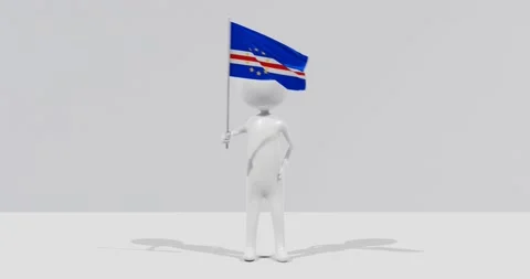 Flag of Cape Verde. 3D Character holding and waving Portuguese flag 4K UHD 60FPS Stock Footage 222555834
